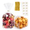 Cherodada Clear Cellophane Treat Bags with Ties, 6"x 9" (100 pcs) Bottom Gusset Bags for Gift Wrapping, Party Favors, Candies, Cookies, Chocolates, Popcorn view 1