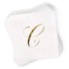 Gift Boutique 100 Gold Monogram Cocktail Napkins Letter C Disposable Paper Pack Elegant Metallic Golden Foil Beverage Napkin for Wedding Holiday Tea Party Bridal & Baby Shower Decorative Napkin view 3