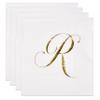Gift Boutique 100 Gold Monogram Cocktail Napkins Letter R Disposable Paper Pack Elegant Metallic Golden Foil Hand Napkin for Powder Room Wedding Holiday Birthday Party Baby Shower Decorative Towels view 2