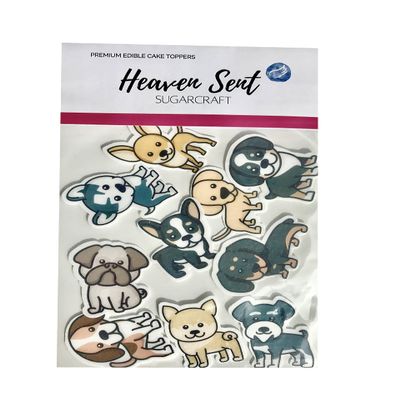 10x Dog Breed Clipart 5cm Edible Thick Wafer Card Standing Cupcake Toppers Birthday Party Cake Decorations Easy to cut