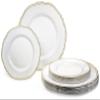 " OCCASIONS " 50 Plates Pack (25 Guests)-Heavyweight Wedding Party Disposable Plastic Plate Set -25 x 10.25'' Dinner + 25 x 7.5'' Salad/dessert plates (Rochelle White and Gold) view 1