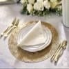 " OCCASIONS " 50 Plates Pack (25 Guests)-Heavyweight Wedding Party Disposable Plastic Plate Set -25 x 10.25'' Dinner + 25 x 7.5'' Salad/dessert plates (Rochelle White and Gold) view 4