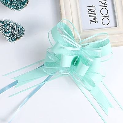 100pcs Large Size 50mm Beautiful Solid Color Pull Bow Ribbon Gift Packing Flower Bow Bowknot Party Wedding Car Room Decoration (Blueness)