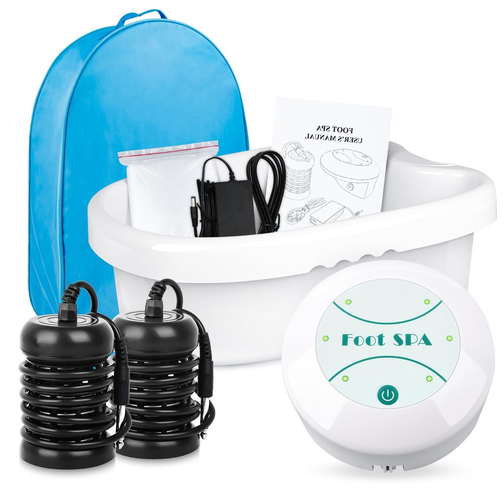 Ionic Foot Bath Detox Machine, Portable Foot Detox Machine Ion Cleanse Bath System with Stroage Bag, 100 Spa Liners, Spa at Home Detox
