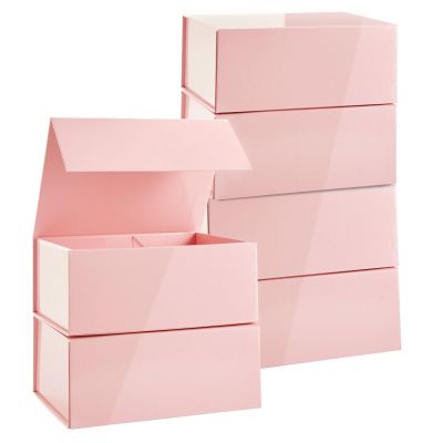 Stockroom Plus Jewelry Gift Box Set - 6-Pack, 9.5 x 7 x 4 In, Pink Magnetic Lids - Bulk Boxes for Bridesmaid Proposals, Wedding & Birthday Surprises