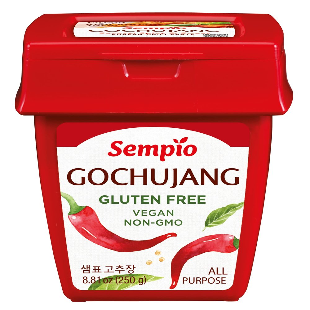 SEMPIO Gluten Free Gochujang: Korean Red Chili Pepper Paste, Sweet Spicy Savory Paste, Traditional Fermented Condiment for Cooking, Marinades, Dips, Creamy Sauces, Vegan, Non GMO (8.8oz/250g)