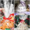 STOBOK Christmas Cellophane Wrap Roll: Unfolded Width 34 inch x 100ft, Snowflake Pattern Clear Paper Wrapper, 3 Mil Thicken Long Film Wrappings for Hampers Flowers, Bouquet, Basket, Packing Paper view 4