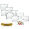 20 Pcs Clear Plastic Square Cube, 2.16x2.16x2.16 Small Plastic Storage Box with Lid Transparent Clear Square Containers Display Boxes Gift Box with Glitter Ribbon for Candy Pill Jewelry Christmas view 1