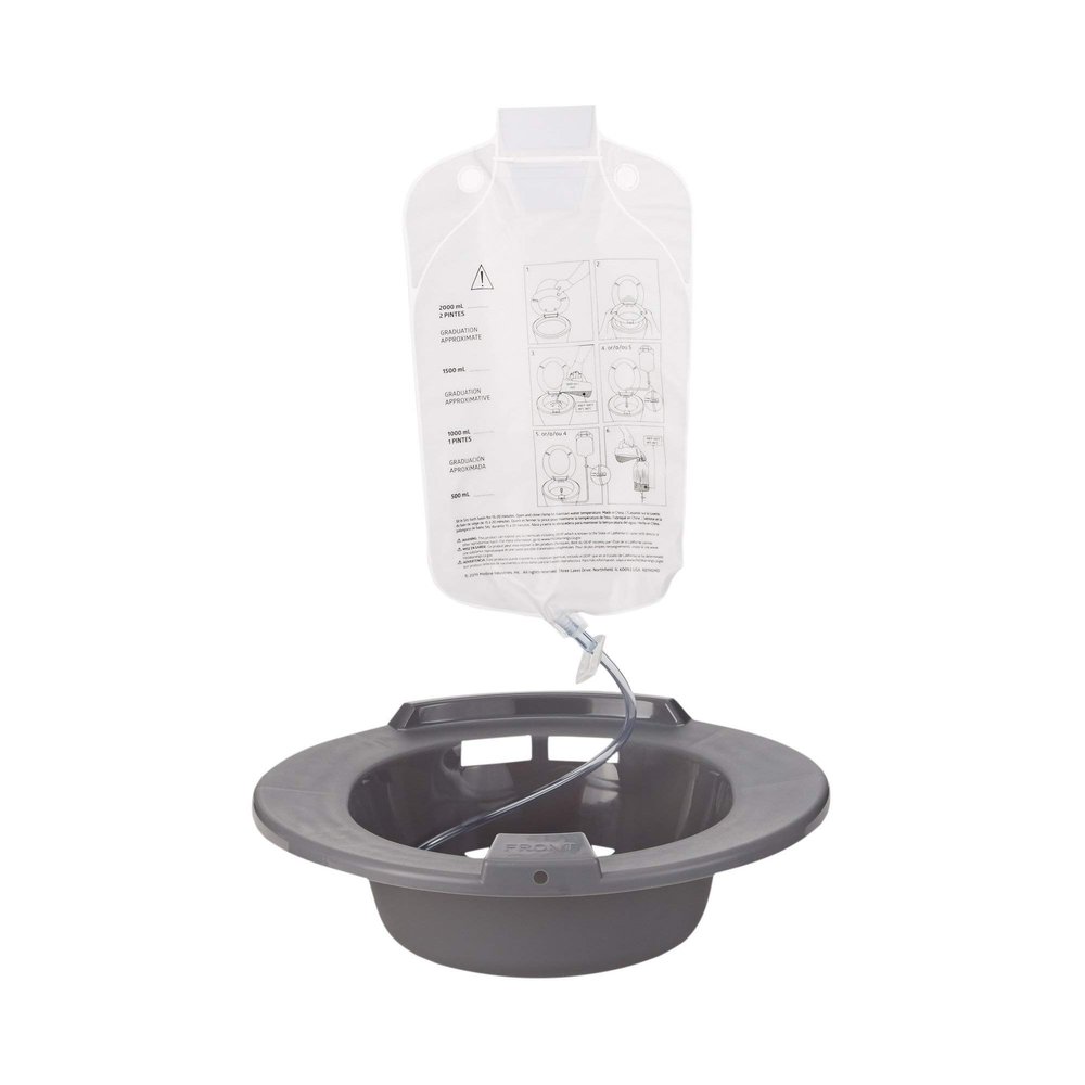McKesson Sitz Bath with 2000 mL Bag, Plastic, Graphite, 500 mL Increments up to 2000 mL, 10 Count