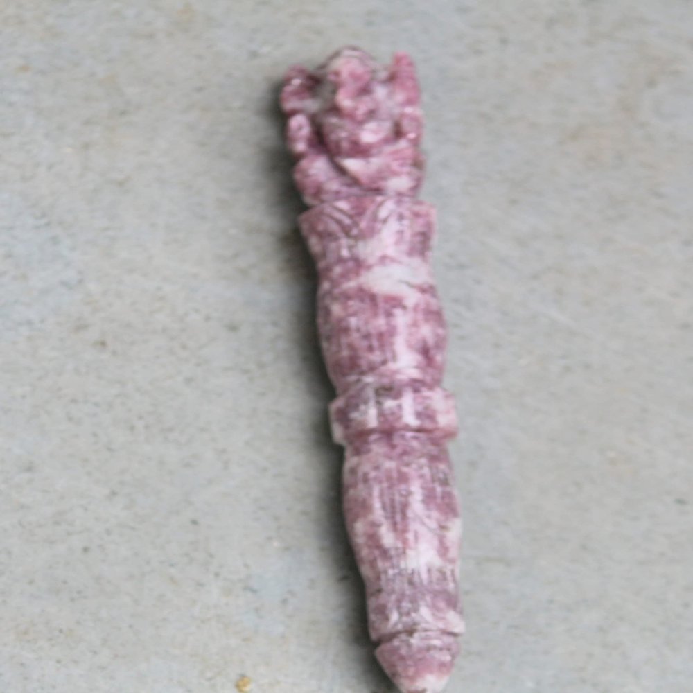 Jet New Lepidolite Ganeshji Hand Carved Healing Wand 4.5" Rare Stick Chakra Balancing Energy Reiki Meditation