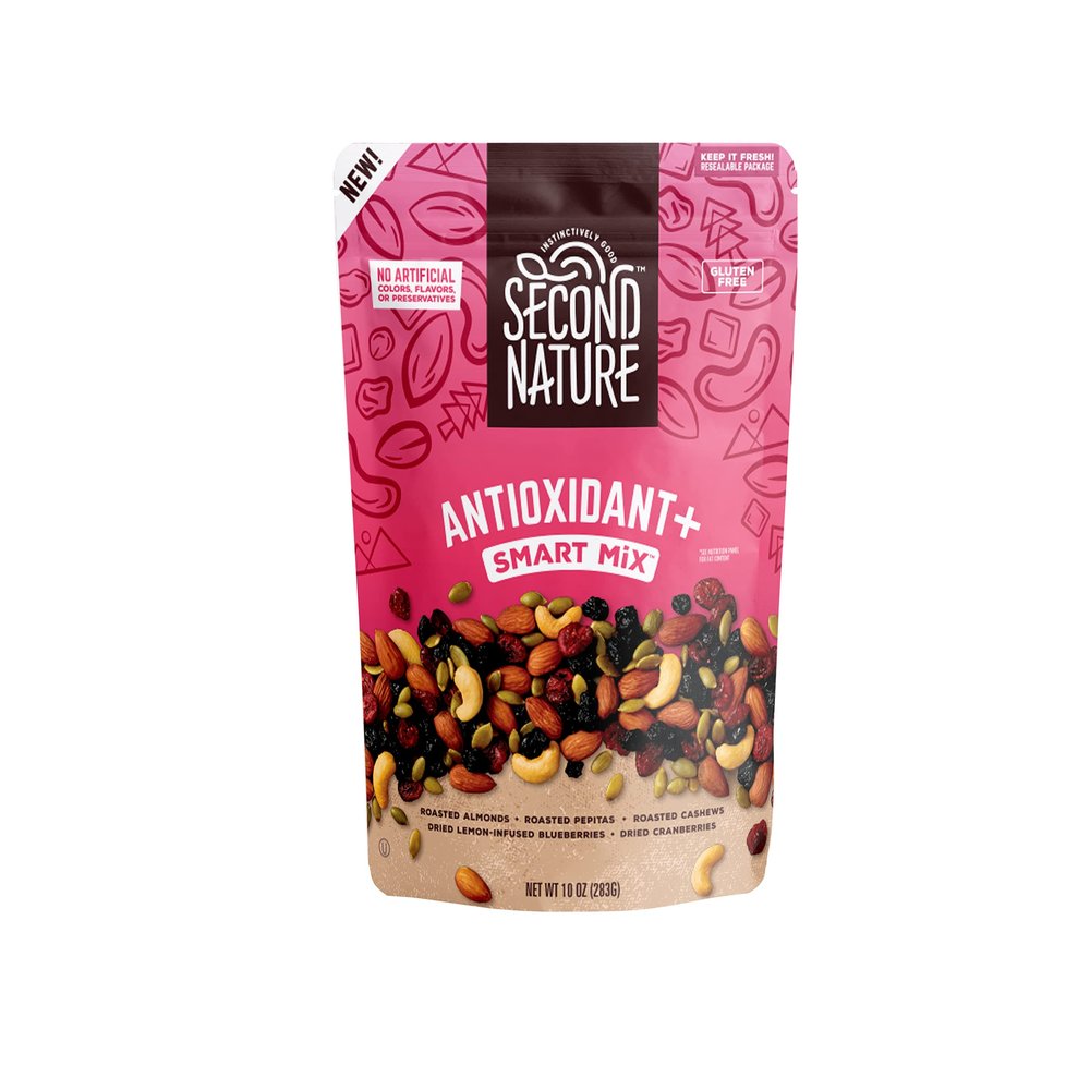 Second Nature Antioxidant+ Smart Mix, Good Source of Antioxidant Vitamin E, No Artificial Colors, Flavors or Preservatives, Low Sodium, Kosher, Gluten Free, 10 Ounce (Pack of 6)