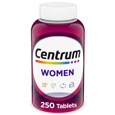 Centrum Multivitamin for Women, Multimineral Supplement with Iron, Vitamin D3, B Vitamins and Antioxidant Vitamins C and E, Gluten Free, Non-GMO Ingredients - 250 Count
