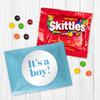Blue It's a Boy Candy Baby Shower Favors Fun Size Candy Bags, Blue Foil - Fully Assembled Bulk Candy (3x4 in) Birth Announcement Favors (12 Pack) view 1