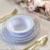 " OCCASIONS " 60 Plates Pack, Premium Heavyweight Disposable Wedding Party Plastic Bowls (10 oz Soup/Dessert Bowl, Rochelle Blue & Gold) view 4