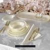 OCCASIONS 120 Plates Pack, Heavyweight Disposable Wedding Party Plastic Plates (9'' Luncheon Plate, Rochelle Ivory & Gold) view 4