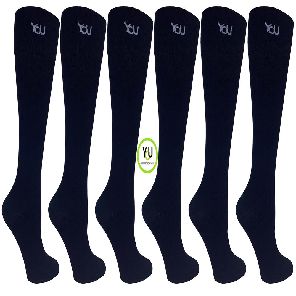 You Compression Brand, Made in The USA, Knee High, Compression Socks, 20-30 mmHg, Black (XXLarge)