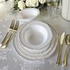 OCCASIONS 120 Plates Pack, Heavyweight Disposable Wedding Party Plastic Plates (9'' Luncheon Plate, Rochelle White & Gold) view 2