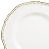OCCASIONS 120 Plates Pack, Heavyweight Disposable Wedding Party Plastic Plates (9'' Luncheon Plate, Rochelle White & Gold) view 3