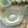OCCASIONS 120 Plates Pack, Heavyweight Disposable Wedding Party Plastic Plates (9'' Luncheon Plate, Rochelle Seafoam/Mint & Gold) view 4