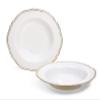 OCCASIONS 120 Plates Pack, Heavyweight Disposable Wedding Party Plastic Bowls (10 oz Soup/Dessert Bowl, Rochelle White & Gold) view 1