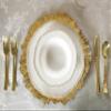OCCASIONS 120 Plates Pack, Heavyweight Disposable Wedding Party Plastic Bowls (10 oz Soup/Dessert Bowl, Rochelle White & Gold) view 3