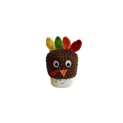 Turkey marshmallow mug hat, crochet thanksgiving marshmallow mug hat