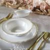 " OCCASIONS " 60 Plates Pack, Premium Heavyweight Disposable Wedding Party Plastic Bowls (10 oz Soup/Dessert Bowl, Rochelle White & Gold) view 4