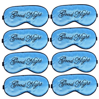 Silk Sleep Mask Eye Mask Blindfold, Adjustable Soft Blindfold Elastic Strap Night Eyeshade Travel Nap for Women Men 8PCS Blue
