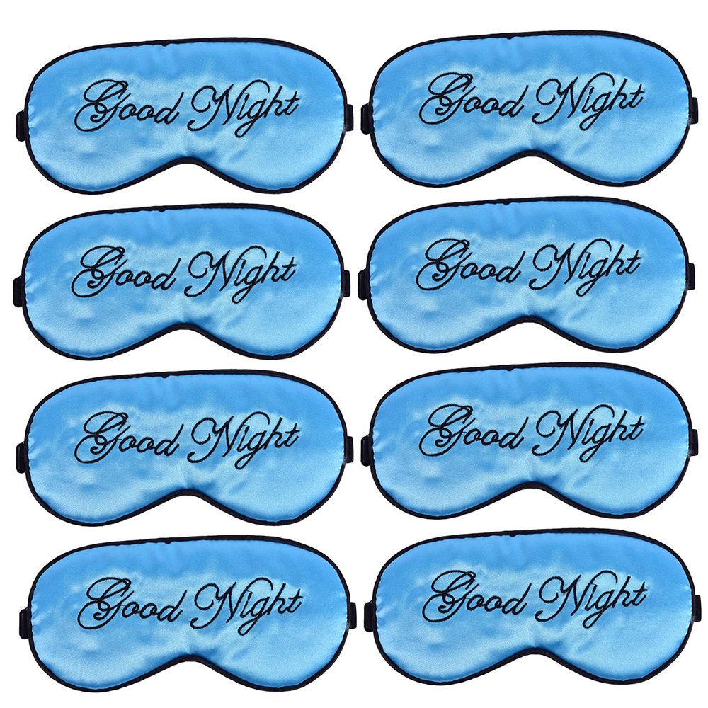 Silk Sleep Mask Eye Mask Blindfold, Adjustable Soft Blindfold Elastic Strap Night Eyeshade Travel Nap for Women Men 8PCS Blue