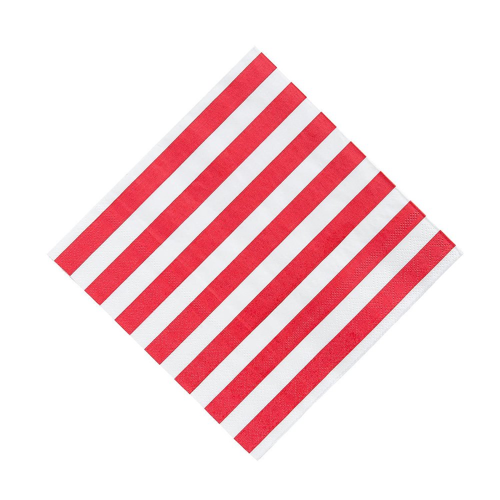 Red & White Striped Luncheon Napkins - 16 Pieces