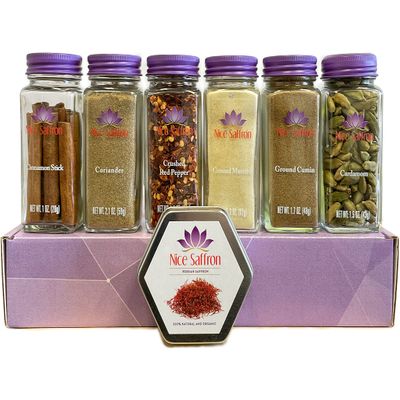 6 Pack Spices & Saffron Cooking Gift Set (Indian)