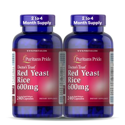 Puritan's Pride Doctors Trust Red Yeast Rice 600mg, Dietary Supplement, 240 Rapid Release Capsules, 2 Pack