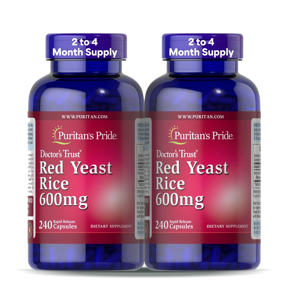 Puritan's Pride Doctors Trust Red Yeast Rice 600mg, Dietary Supplement, 240 Rapid Release Capsules, 2 Pack