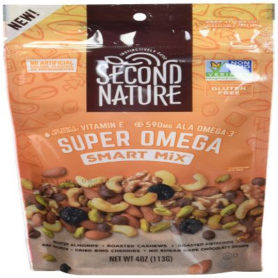 Second Nature Super Omega Smart Snack Mix - 4 oz Individual Snack Packs (Pack of 6) - Certified Gluten-Free Snack, Ideal for Travel Snacks
