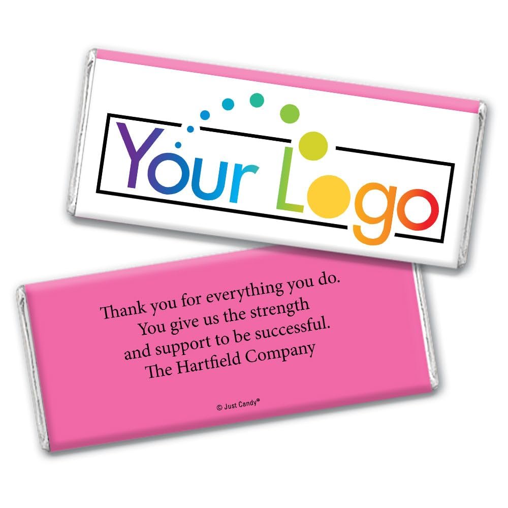 252ct Promotional Products Add Your Logo Candy Chocolate Bar (250 Pack) - Bright Pink Tradeshow Giveaways