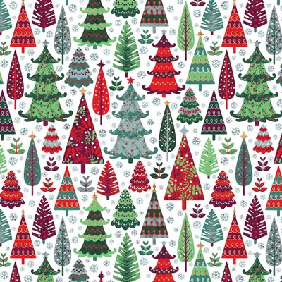 Jillson Roberts Bulk Christmas Gift Wrap, Holographic Trees, 1/4 Ream 208 feet x 24 inches