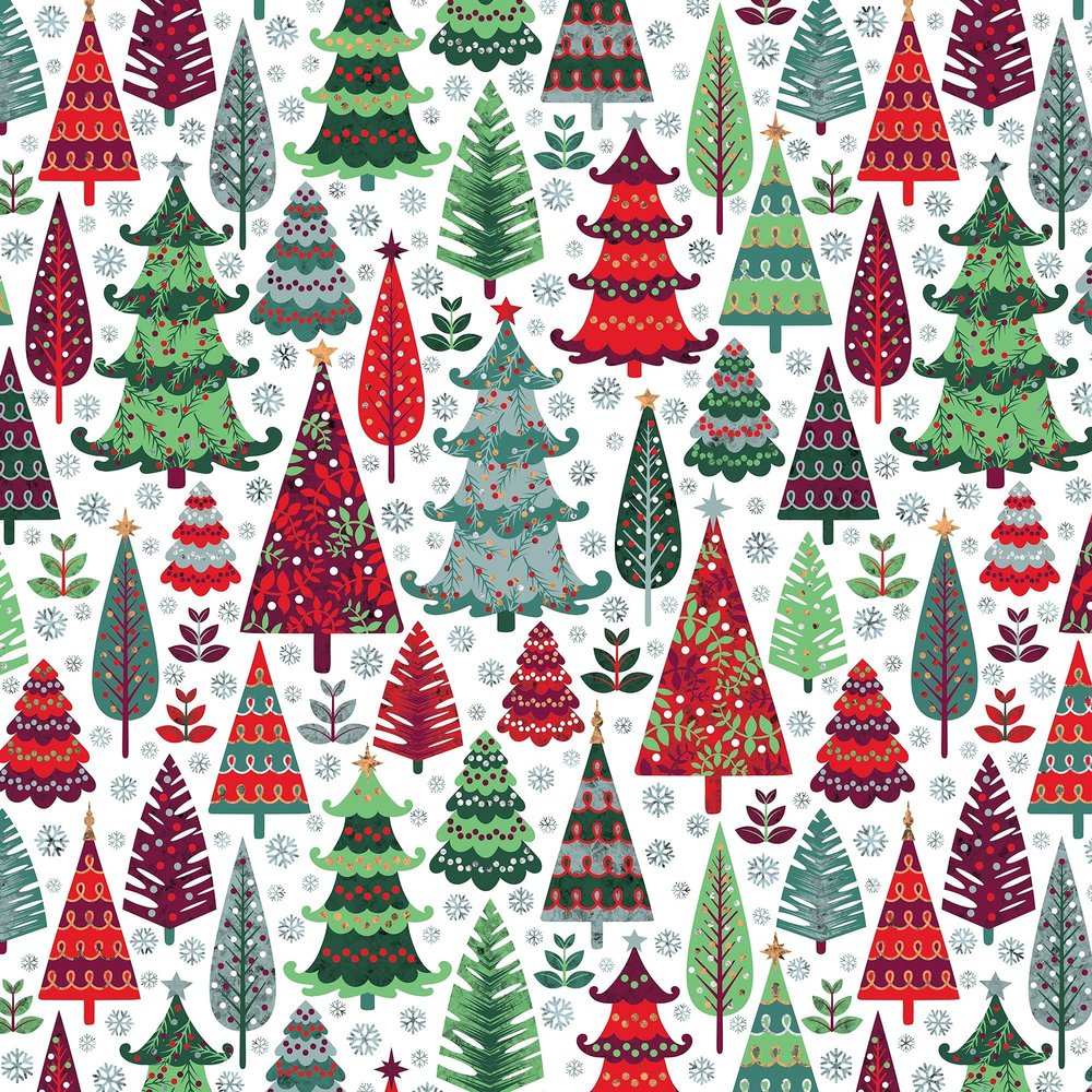 Jillson Roberts Bulk Christmas Gift Wrap, Holographic Trees, 1/4 Ream 208 feet x 24 inches