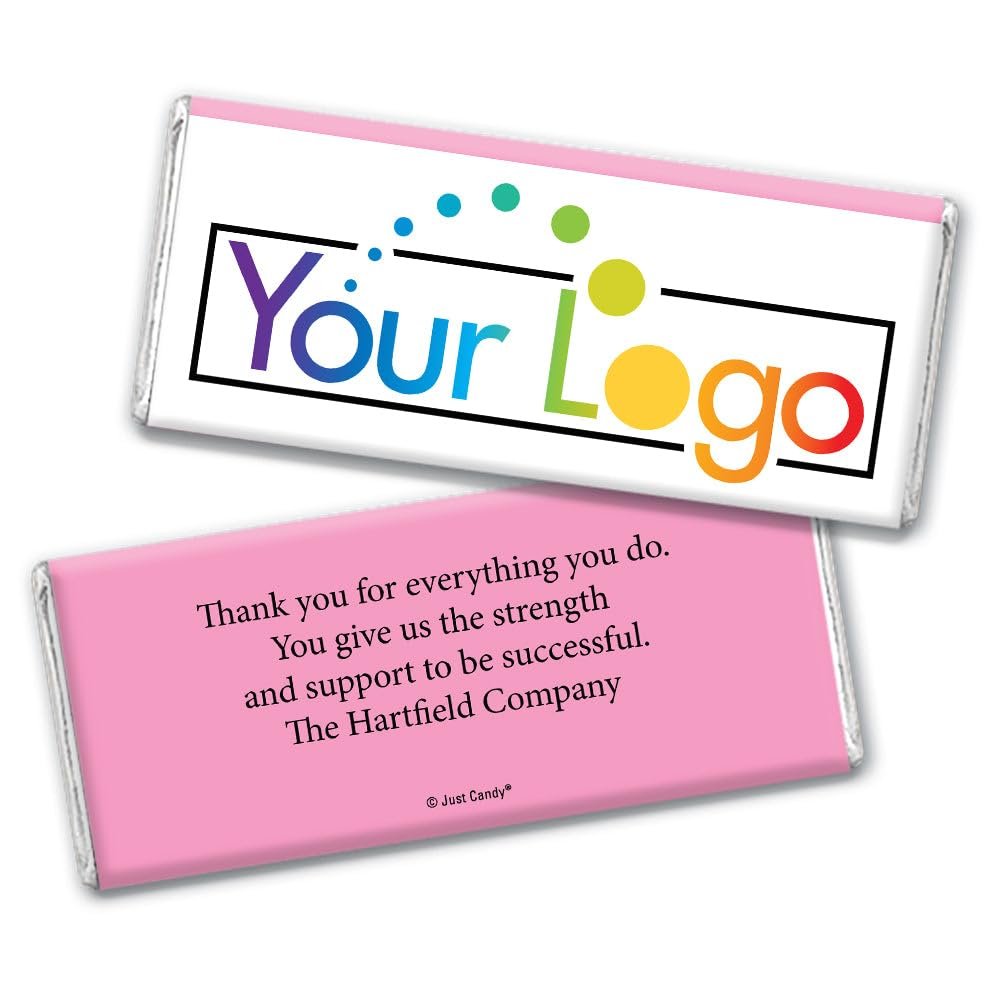252ct Promotional Products Add Your Logo Candy Chocolate Bar (250 Pack) - Pink Tradeshow Giveaways