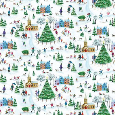 Jillson Roberts Christmas Gift Wrap, Christmas Village (6 Jumbo Rolls 10 feet x 30 inches)