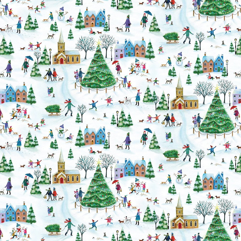 Jillson Roberts Christmas Gift Wrap, Christmas Village (6 Jumbo Rolls 10 feet x 30 inches)
