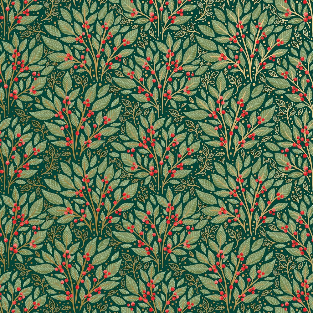 Jillson Roberts Christmas Gift Wrap, Holly Tapestry (6 Jumbo Rolls 10 feet x 30 inches)