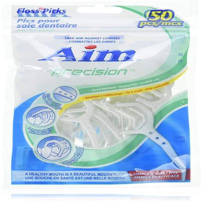 3 Pack of Aim Precision Dental Floss Picks Waxed 60 Each Perfect for Family, Hotel, Travel
