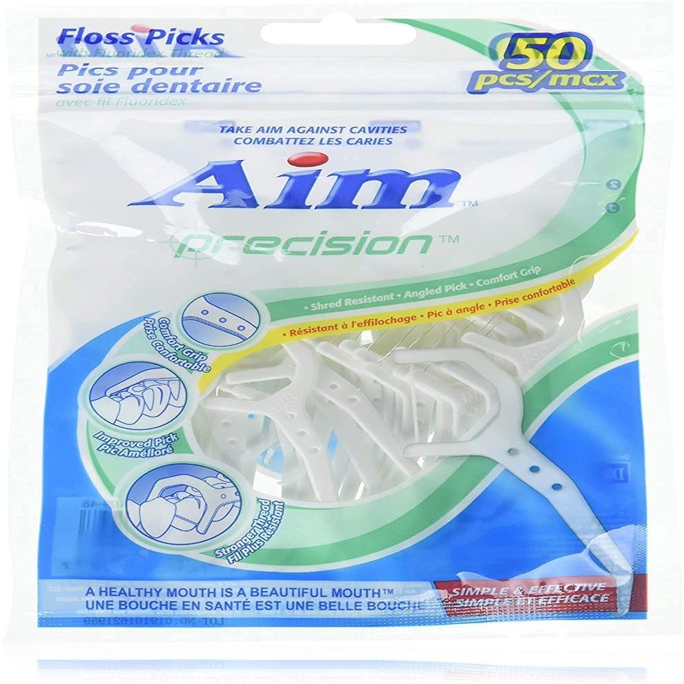 3 Pack of Aim Precision Dental Floss Picks Waxed 60 Each Perfect for Family, Hotel, Travel