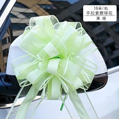 30pcs Solid Color White/Gold Beautiful 65mm Large Pull Bow Ribbon for Bouquet Flower Gift Packing Wedding Car Party Decoration (Light Green)