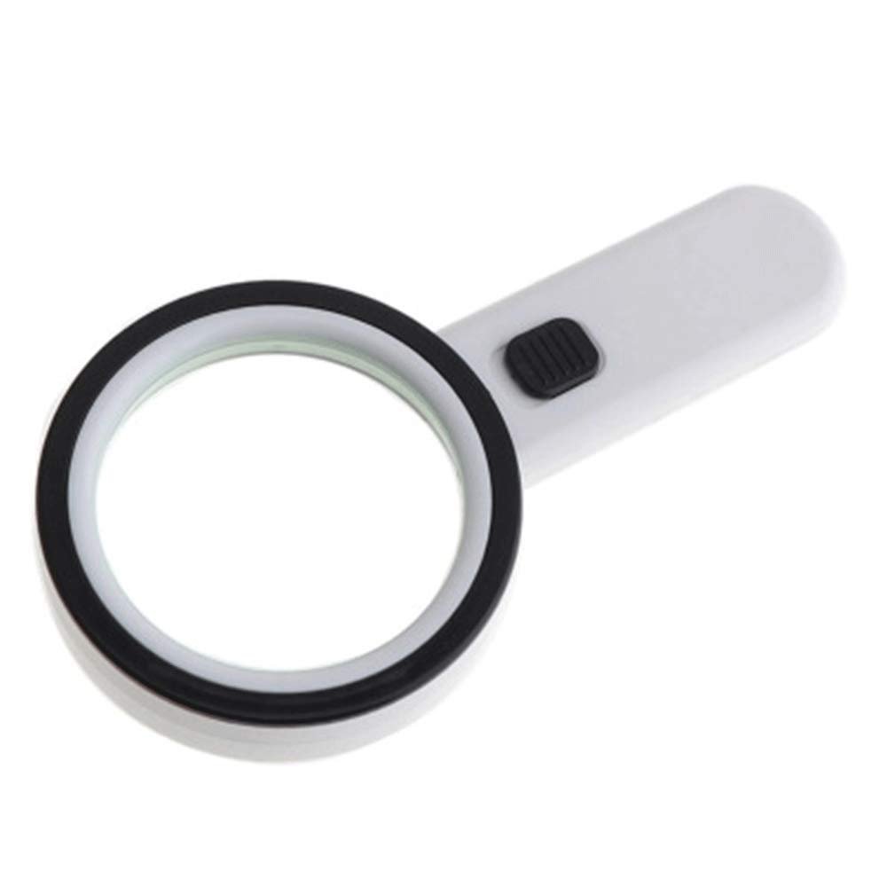 10x90mm Handheld Magnifying Glass with 12LED with UV Counterfeit Light for Reading Magnifying Glass Antiques Appreciation Jewelry