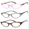 VeryHobby 3 Pairs Combo Retro Woman Cat Eye Full Lens Magnified Reading Glasses Readers Spring Temples (3 Pairs: Pink, Grey & Brown, 3.00) view 1