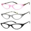 VeryHobby 3 Pairs Combo Retro Woman Cat Eye Full Lens Magnified Reading Glasses Readers Spring Temples (3 Pairs: Pink, Grey & Black, 2.50) view 1