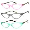 VeryHobby 3 Pairs Combo Retro Woman Cat Eye Full Lens Magnified Reading Glasses Readers Spring Temples (3 Pairs: Pink, Grey & Green, 1.25) view 1