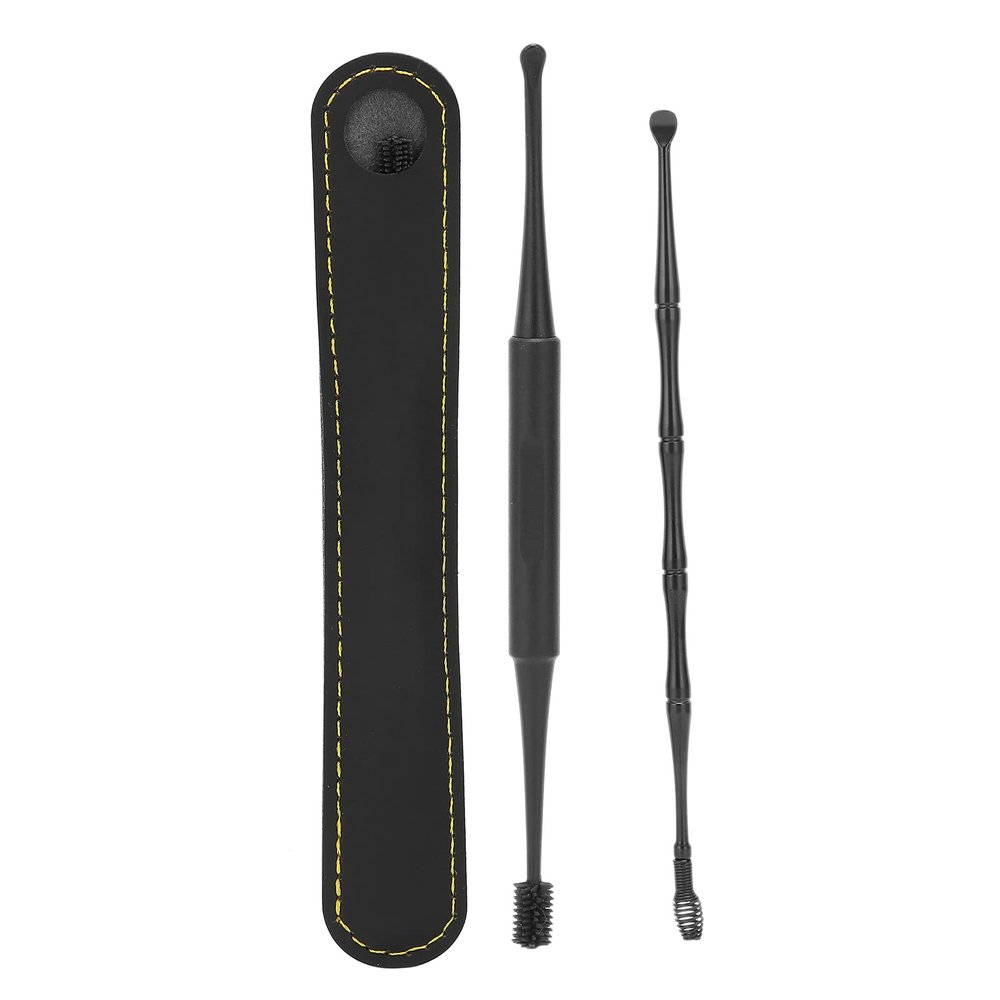 2 Pcs Ear Pick Earwax Removal Kit, Ear Cleaning Tool Set Spring Soft Ear Brush Ear Spoon with Storage Bag Ear Cleaner Set for Cleaning Ear Canal Dirt(#1)