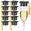 10pcs Mini Graduation Caps Graduation Hat Wine Bottle Covers Cupcake Toppers Hats Decoration for view 1